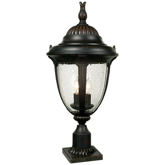John Timberland Casa Sierra Vintage Rustic Outdoor Post Light Bronze with Pier Adapter 24 1/2" Clear Seeded Glass for Exterior Barn Deck House Porch