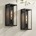 thumbnail image 1 of John Timberland Cornell Modern Outdoor Wall Light Fixtures Set of 2 Sand Black 16" Clear Glass Panels for Post Exterior Barn Deck House, 1 of 9