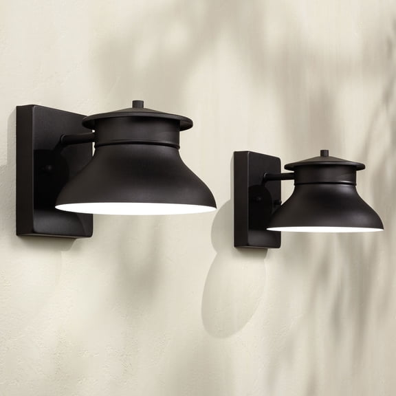 John Timberland Farmhouse Industrial Rustic Outdoor Barn Light Fixtures Set of 2 Black LED Dark Sky 5" for Exterior Deck House Porch Yard Patio Garage