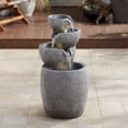 thumbnail image 1 of Four Bowls 32" High Large Zen Modern Indoor Outdoor Decor Gray Faux Stone Floor Fountain Light LED Cascading, 1 of 13