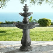 Hampton 56 3/4 High Large Italian Outdoor Decor Slate Stone Floor Fountain with Light LED 4-Tier Outside
