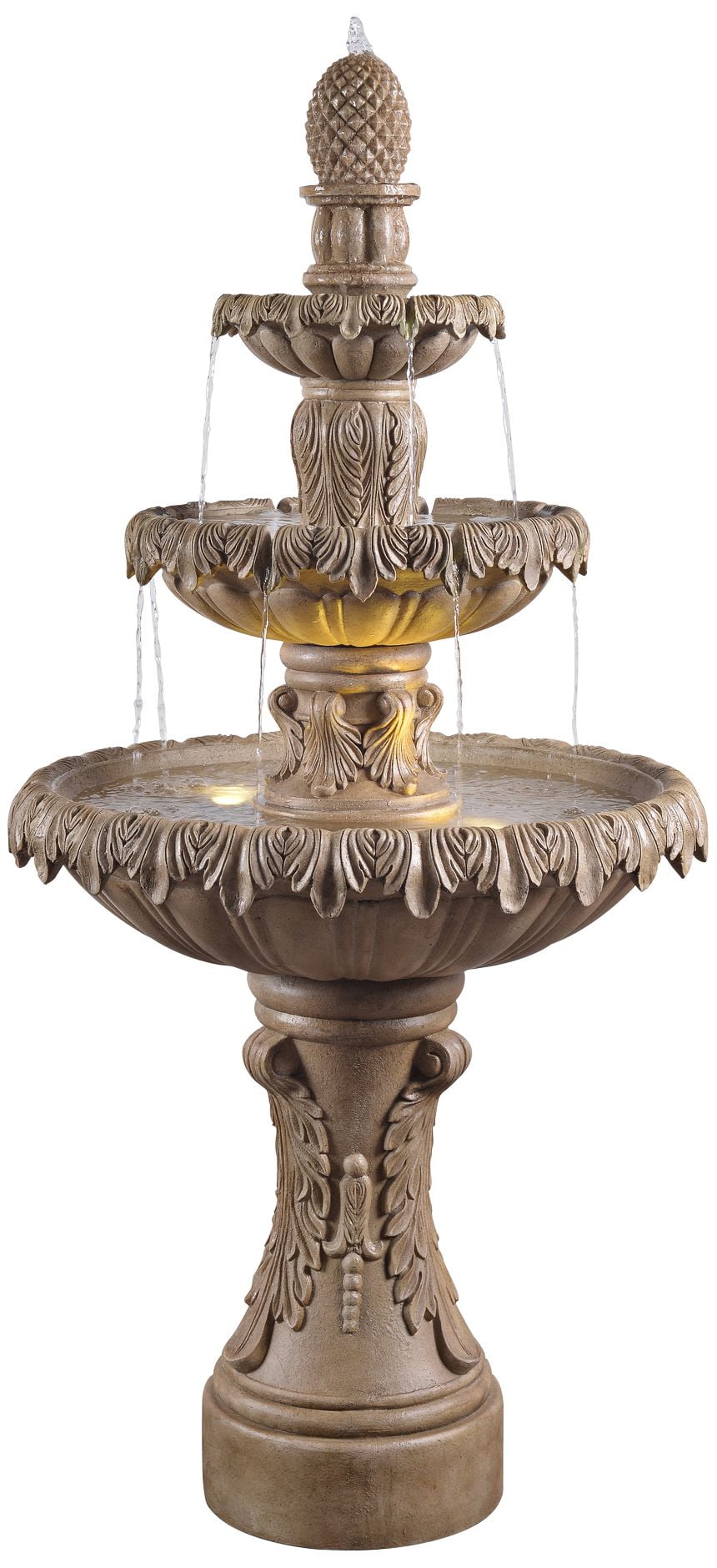 Ibiza 62" Sandstone 3-Tier LED Outdoor Floor Fountain
