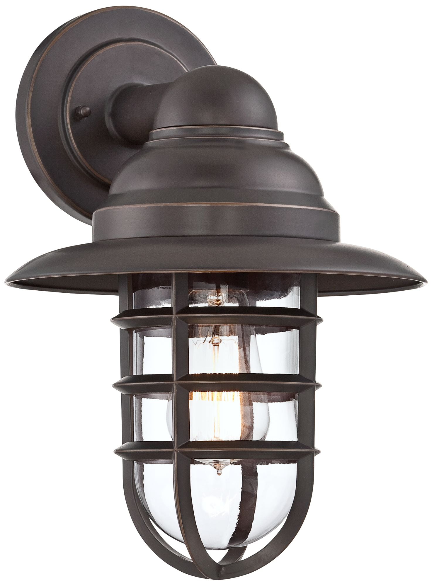 Marlowe 12" Bronze Industrial Wall Sconce with Clear Glass