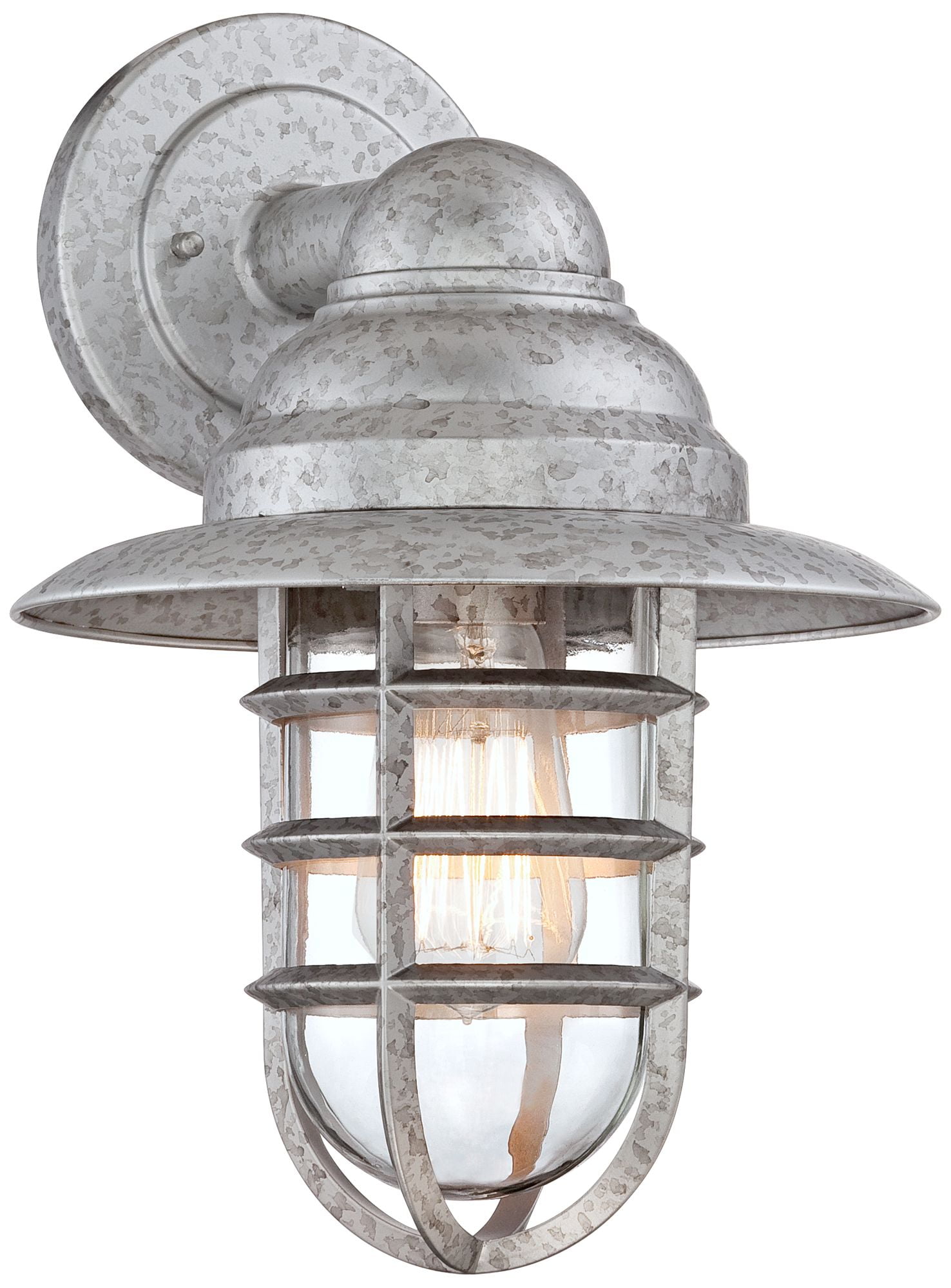 Marlowe Galvanized Silver Industrial Wall Sconce with Cage Design
