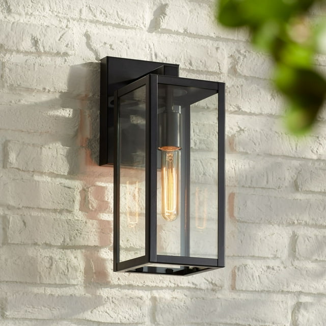"John Timberland Modern Outdoor Light, Mystic Black 14 1/4"" Clear
