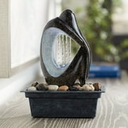 Modern Silhouette 10 High Small Zen Indoor Outdoor Decor Faux Stone Tabletop Fountain with Light LED Outside