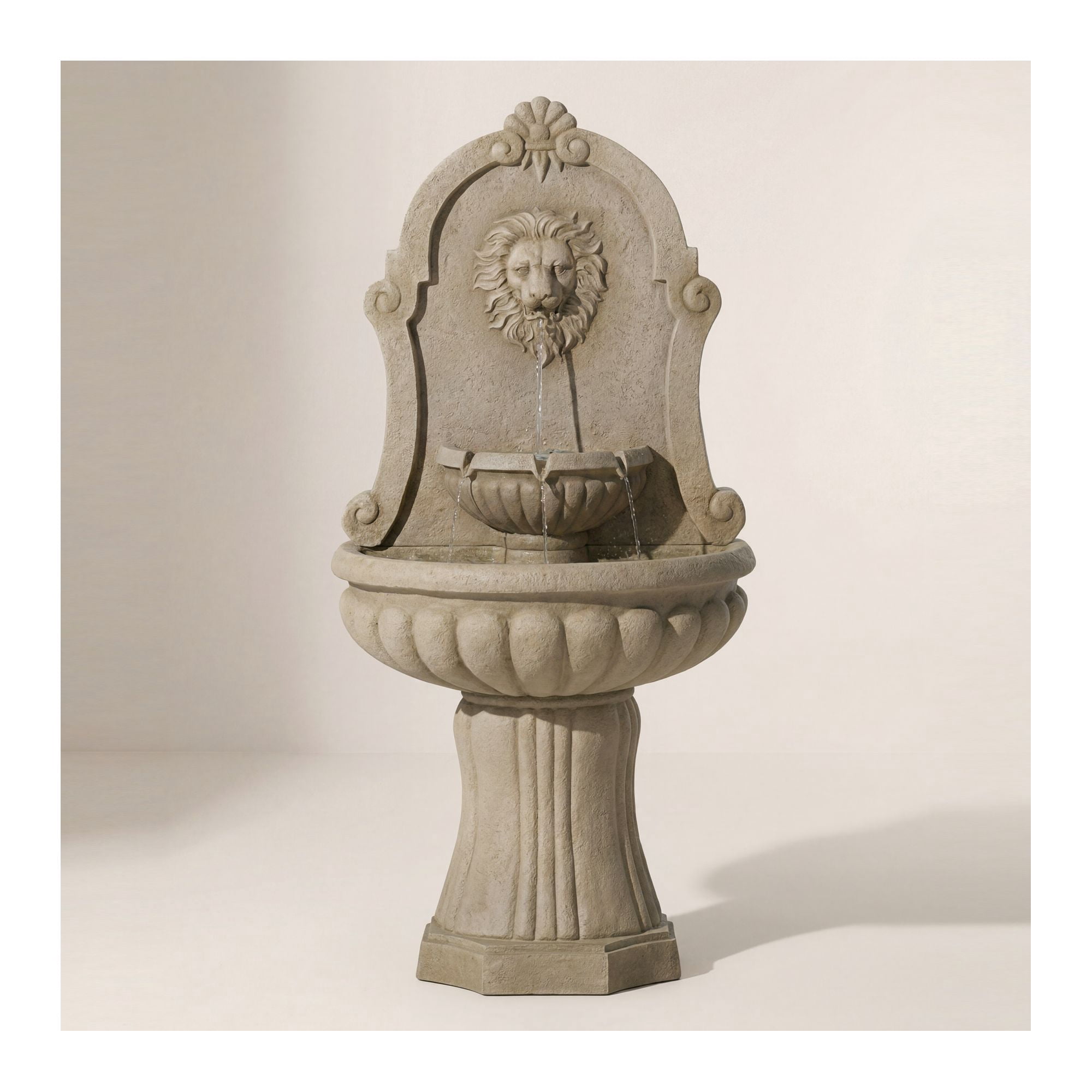 Royal Savanna Lion 58" High Large Italian Indoor Outdoor Decor Faux Stone Floor Fountain with Light LED Outside