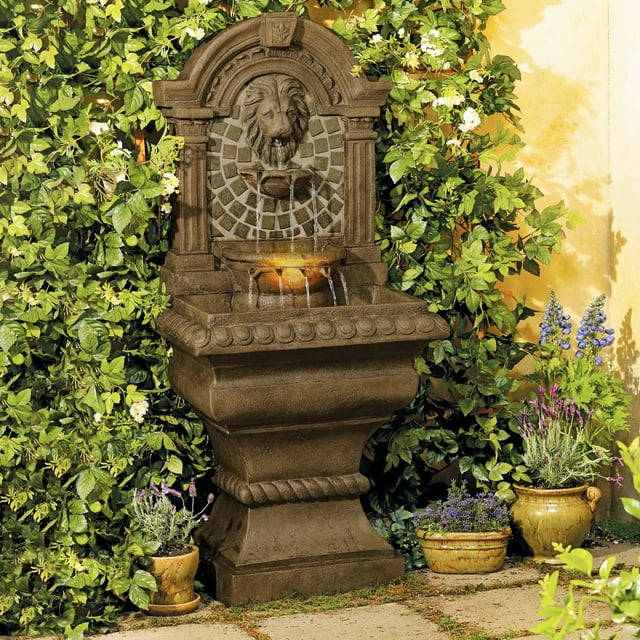 John Timberland Royal LionsHead Rustic 3 Tier Outdoor Wall Water