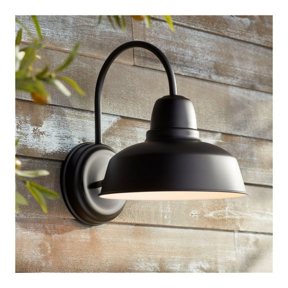 John Timberland Rustic Industrial Farmhouse Outdoor Barn Light Fixture Black Gooseneck Arm 13" for Exterior Barn Deck House Porch Yard Patio Outside