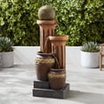 thumbnail image 1 of Sphere Jugs and Columns 50" High Large Rustic Indoor Outdoor Decor Faux Stone Floor Fountain with Light LED, 1 of 10