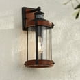 thumbnail image 1 of John Timberland Stan Industrial Outdoor Wall Light Fixture Dark Faux Wood Black Motion Sensor 15 1/2" Clear Glass for Post Exterior Barn Deck House, 1 of 7