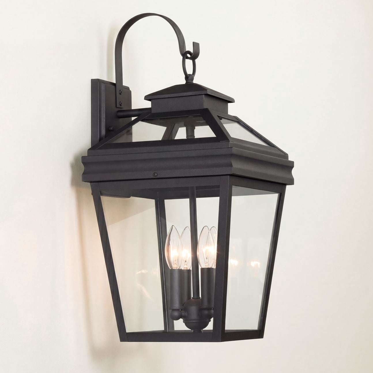 John Timberland Stratton Street Mission Outdoor Wall Light Fixture Textured Black Lantern 22" Clear Glass for Post Exterior Barn Deck House Porch Yard