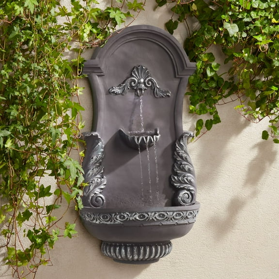 San Pablo Ornate 33" High Large Italian Indoor Outdoor Decor Gray Resin Wall Fountain Outside Garden Patio