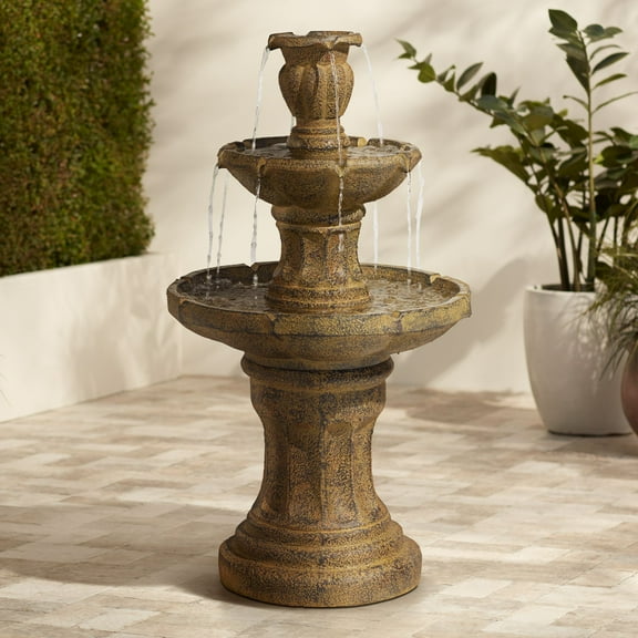 Tuscan Garden 41 1/2" High Large Traditional Italian Indoor Outdoor Decor Dark Faux Stone Floor Fountain Tiered