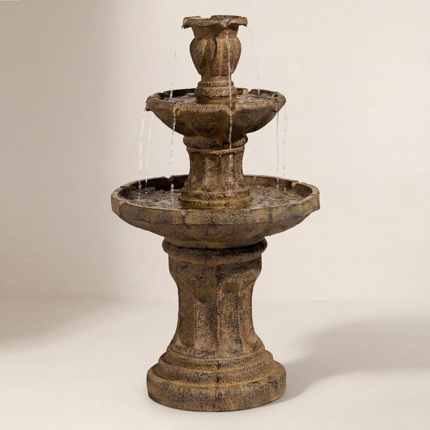 Tuscan Garden 41 1/2" High Large Traditional Italian Indoor Outdoor Decor Dark Faux Stone Floor Fountain Tiered