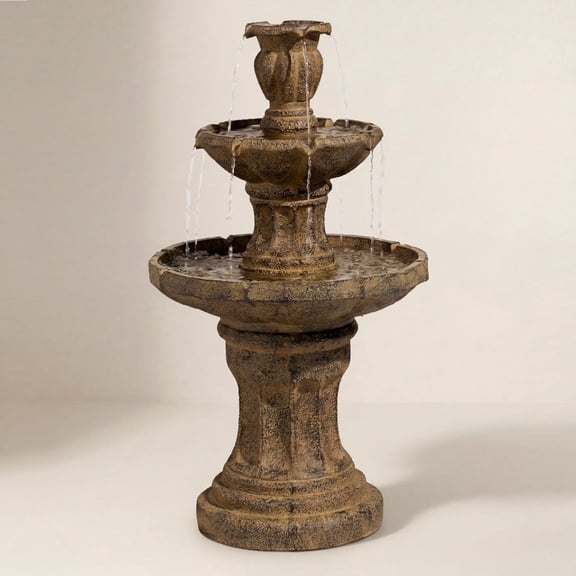 Tuscan Garden 41 1/2" High Large Traditional Italian Indoor Outdoor Decor Dark Faux Stone Floor Fountain Tiered