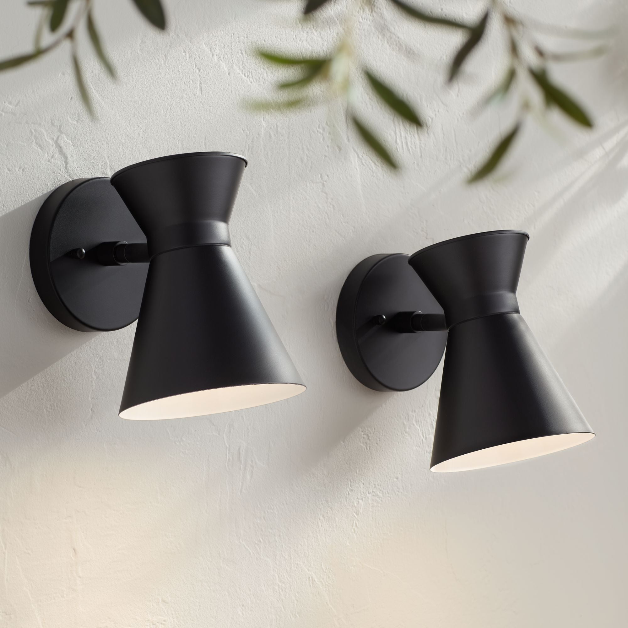 John Timberland Vance Modern Outdoor Wall Light Fixtures Set of 2 Black LED Dark Sky Swivel Head 8" for Post Exterior Barn Deck House