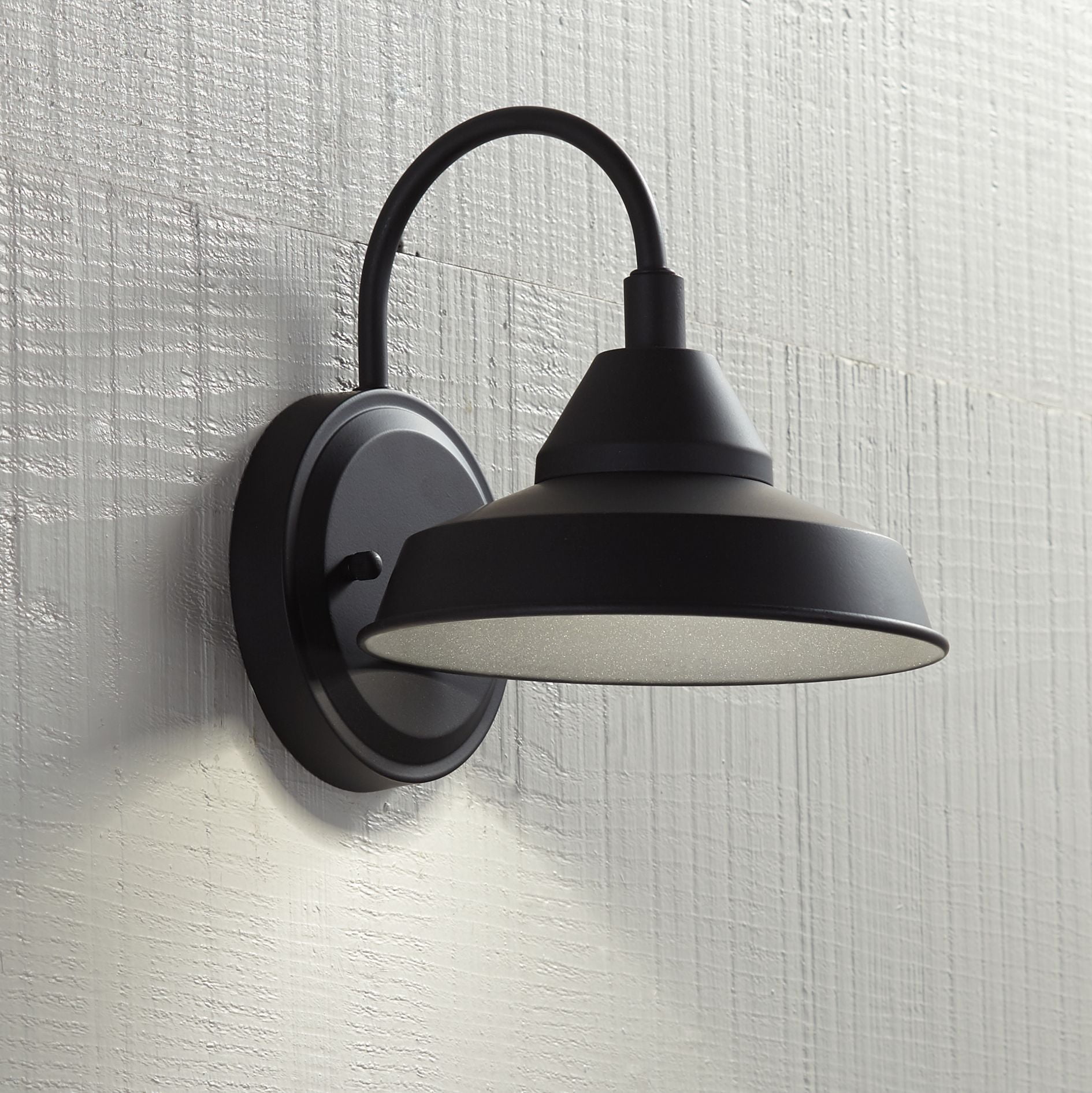 Black Metal LED Outdoor Wall Light with Gooseneck Arm