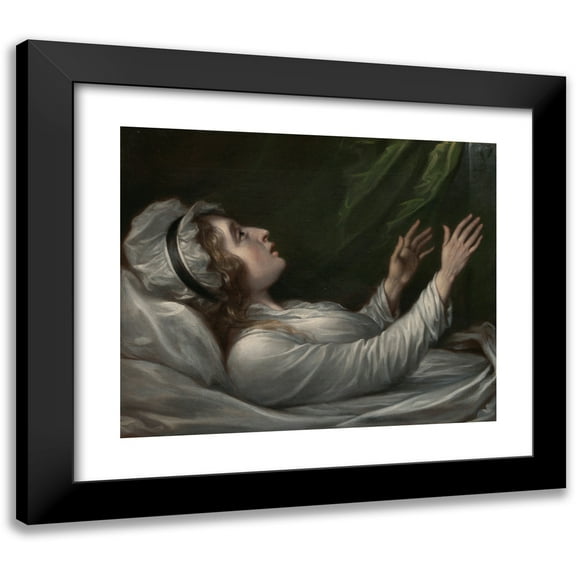 John Trumbull 14x12 Black Modern Framed Museum Art Print Titled - Sarah Trumbull (Sarah Hope Harvey) on Her&nbsp;Deathbed (1824)