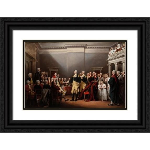 John Trumbull 18x13 Black Ornate Wood Framed Double Matted Museum Art Print Titled - The Resignation of General Washington, December 23, 1783 (1824-28)