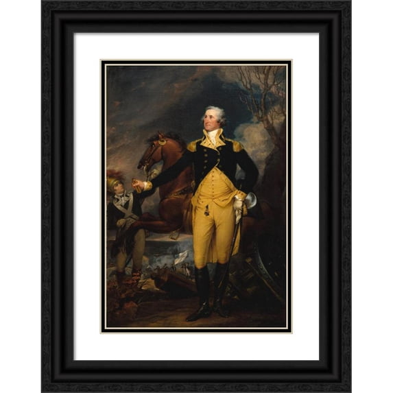 John Trumbull 18x24 Black Ornate Framed Double Matted Museum Art Print Titled: George Washington Before the Battle of Trenton (ca. 1792-94)