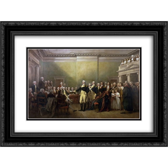 John Trumbull 2x Matted 24x20 Black Ornate Framed Art Print 'General George Washington Resigning his Commission'