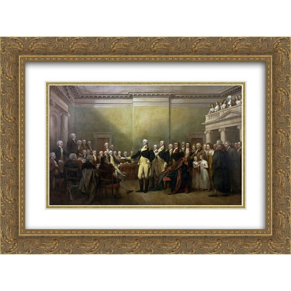 John Trumbull 2x Matted 24x20 Gold Ornate Framed Art Print 'General George Washington Resigning his Commission'
