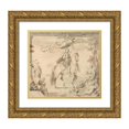 thumbnail image 1 of John Vanderbank 13x12 Gold Ornate Wood Frame and Double Matted Museum Art Print Titled - Preparatory Study for the Decoration ‘Equestrian Portrait of George I’, 1 of 4