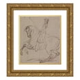 thumbnail image 1 of John Vanderbank 15x16 Gold Ornate Wood Frame and Double Matted Museum Art Print Titled - ‘The Gallop with Left Leg;’Engraved as Plate 15 in ‘Twenty Five Actions of the Manage Horse’ (1729), 1 of 4