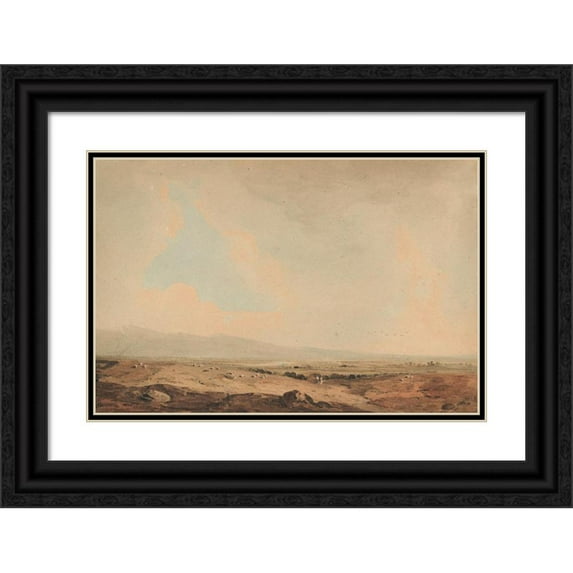 John Varley 14x11 Black Ornate Wood Framed Double Matted Museum Art Print Titled: Vale of Clwyd, Wales (1804)