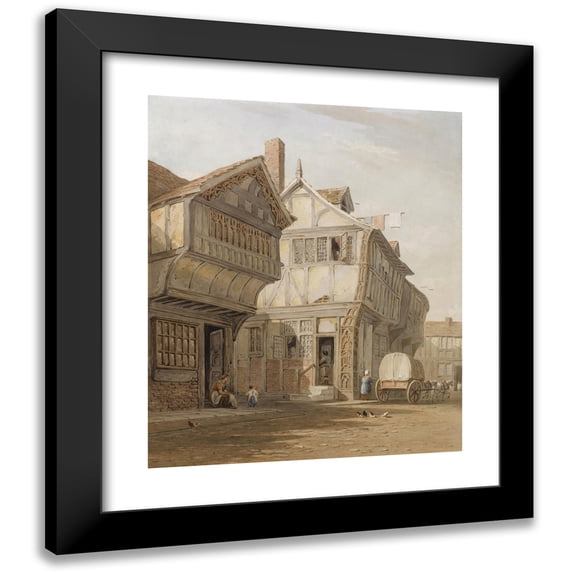 John Varley 20x23 Black Modern Framed Museum Art Print Titled - Old Houses, Coventry
