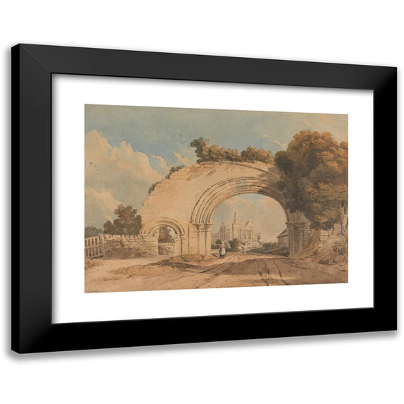 John Varley 24x18 Black Modern Framed Museum Art Print Titled - Byland Abbey, Yorkshire (1808)