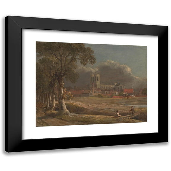 John Varley 24x19 Black Modern Framed Museum Art Print Titled - Westminster Abbey from Tothill Fields