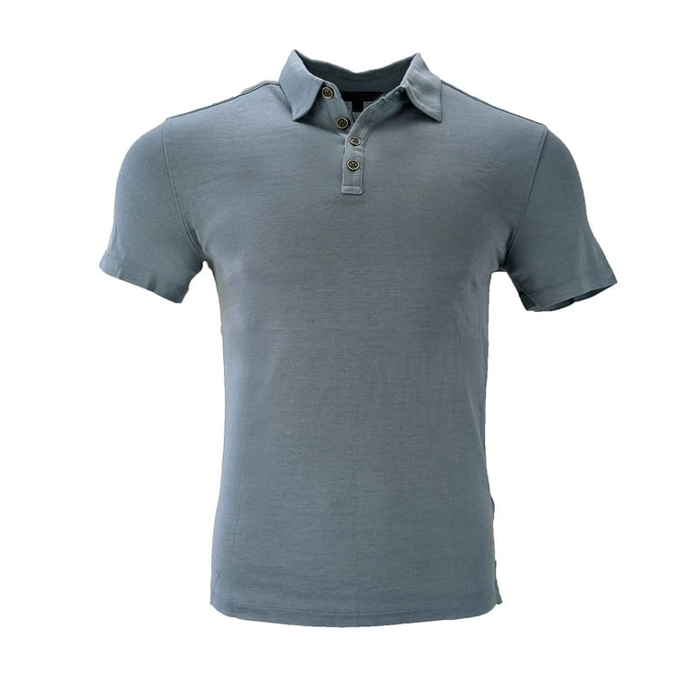 John Varvatos Cornflower Blue Silk Blend Short Sleeve Polo Size Small