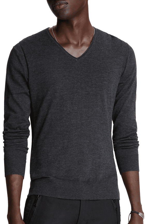 HEATHER CHARCOAL Arlington Long Sleeve V-Neck Sweater, US 2X-Large
