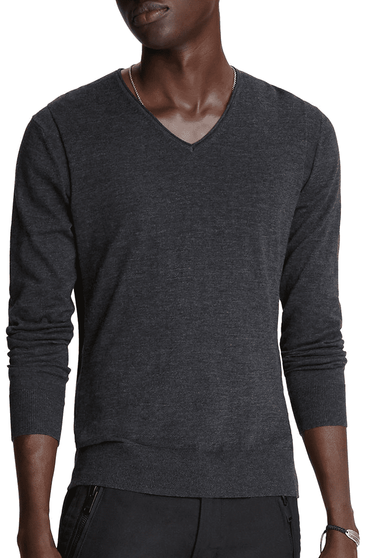 John Varvatos HEATHER CHARCOAL Arlington Long Sleeve V-Neck