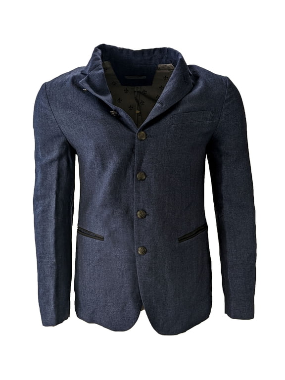 Men's Oiled Blue Convertible Lapel Blazer Size 48