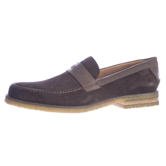 John Varvatos Men's Suede Monaco Crepe Penny Loafers 10 Espresso