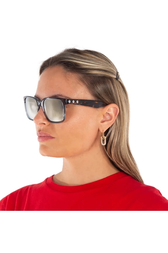 Mens Blue Crystal Plastic Rectangle Sunglass SJV554 Blue Crystal