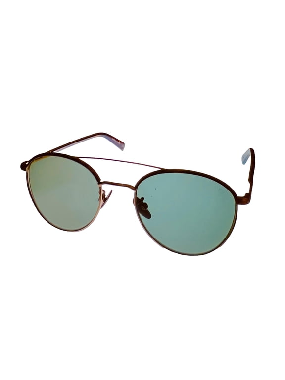 Mens Gold Tortoise Round Metal Sunglass, Green Lens V518