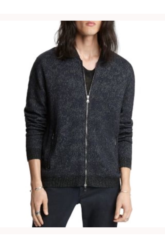 Mens Navy Long Sleeve Full Zip Cardigan Sweater M