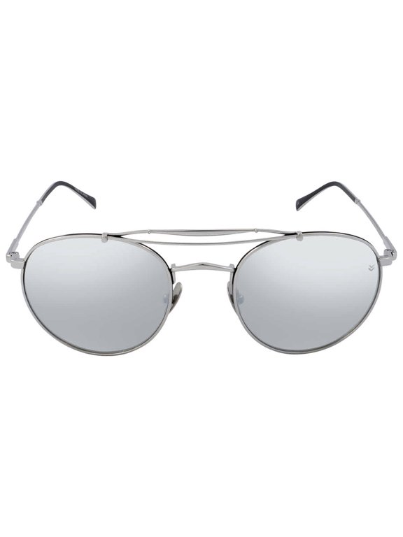 Mens Silver Round Metal Sunglass V547 520 Silver, Mirror Lens