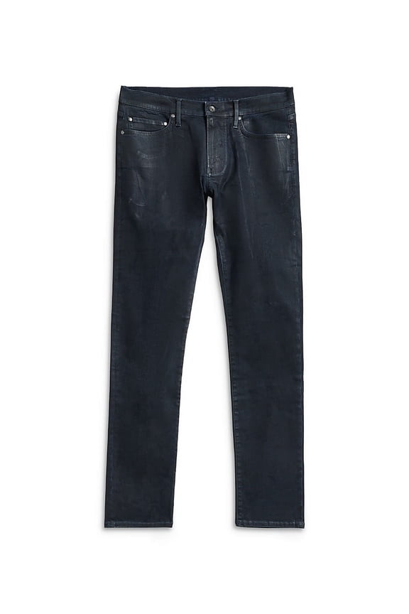 Mens Slim Fit Waxed Coated Jeans Blue 36 x 32