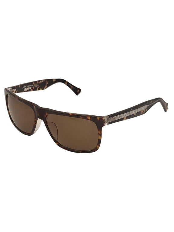 Mens Tortoise Crystal Plastic Rectangle Sunglass V543