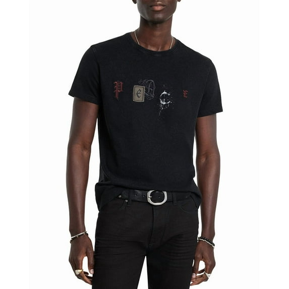 John Varvatos mens Crew T-Shirt - Peace Embel, XXL, Black