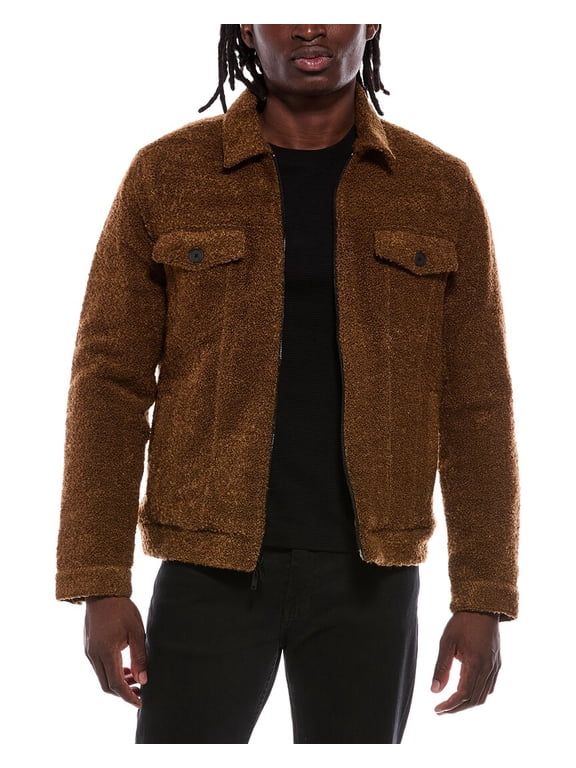 mens Cynder Boucle Trucker Jacket, s, Brown
