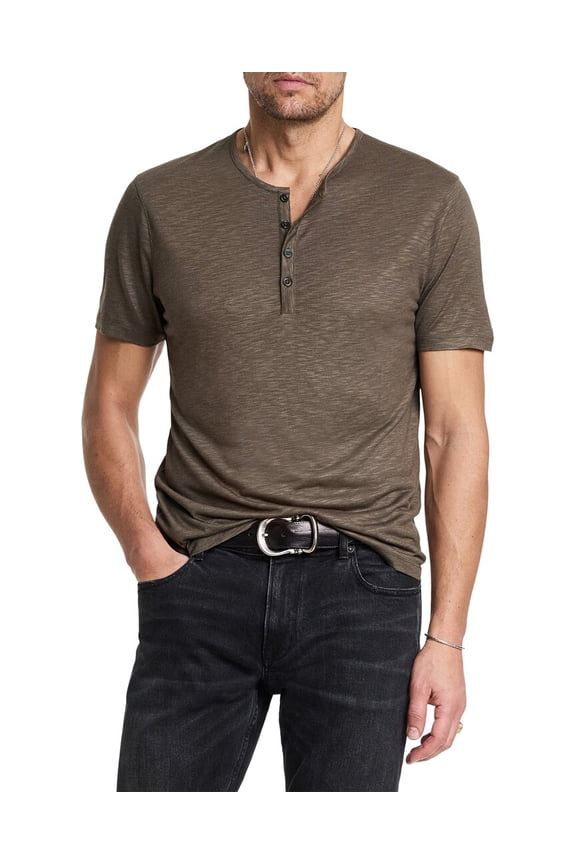 mens Dyer Slim Fit Henley Tee, XXL, Blue