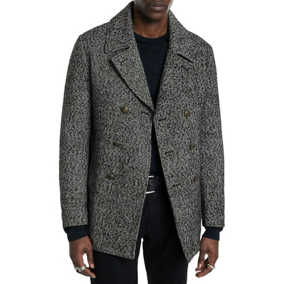 John Varvatos mens Harden Wool-Blend Peacoat, 52, Black
