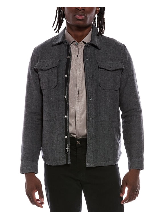 mens Jameson Herringbone Snap Jacket, 58, Grey