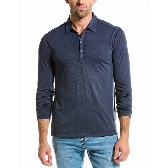 John Varvatos mens Marty Burnout Polo Shirt, XXL, Blue
